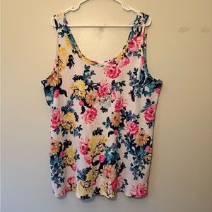 Torrid Floral Tank Top - White, Pink, Yellow, Blue Smocked Top, Women’s Size 4X